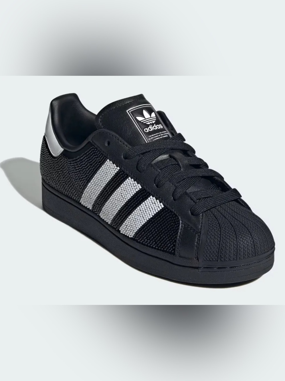 rare adidas Originals Superstar II beaded trainers in black and white